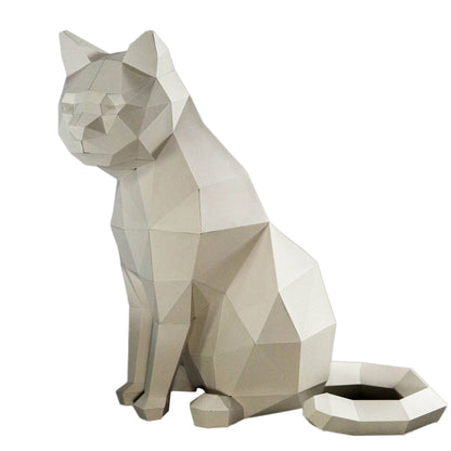 White Cat 3D Origami Model Paper Art