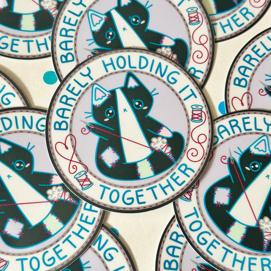 Barely Holding it Together Stitching Kitty
