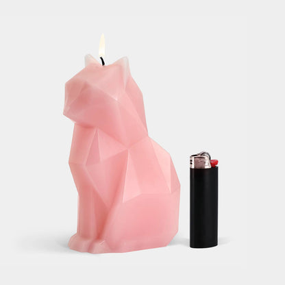 PyroPet Kisa Cat Skeleton Candle - 7" Tall, Light Pink