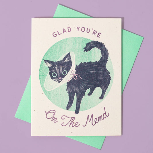 Glad You're On The Mend Risograph Get Well Card