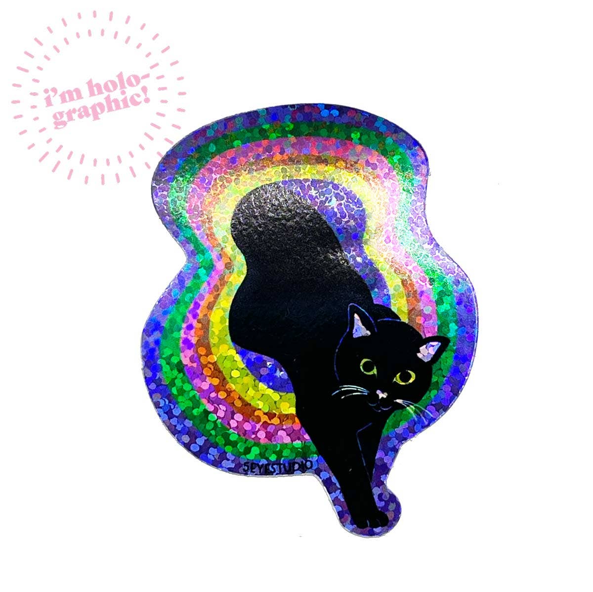 Space Portal Cat Holographic Glitter sticker
