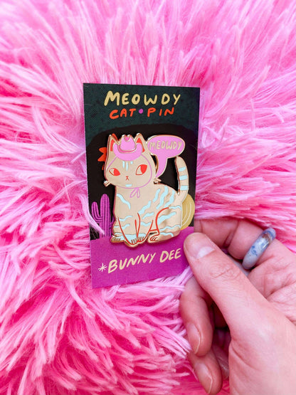 Meowdy the country cat hard enamel pin
