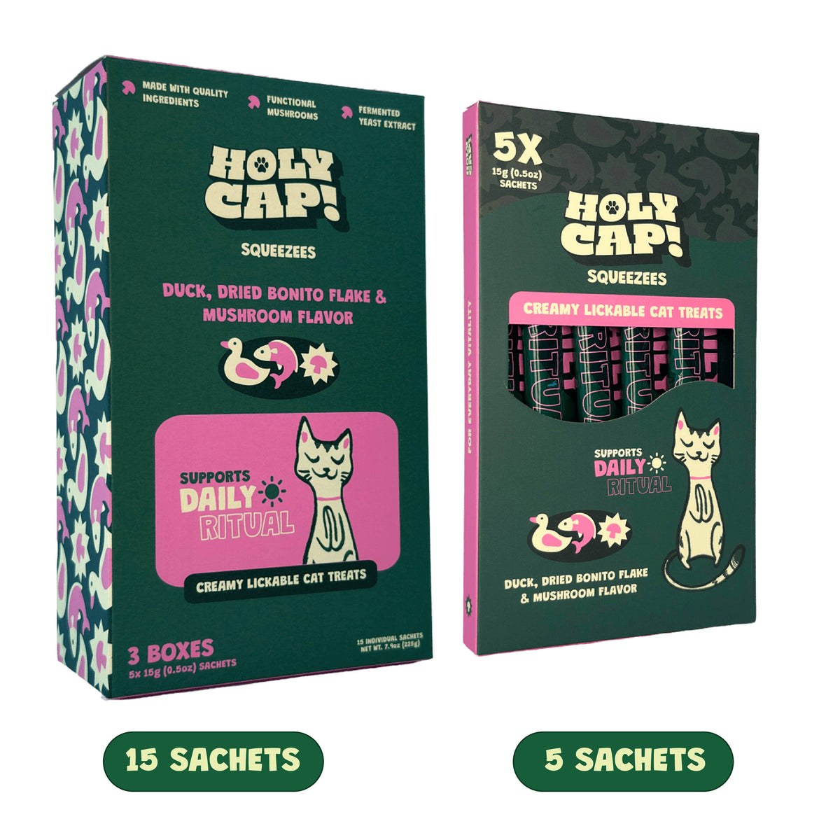 HOLY CAP Squeezees (CAT) Daily Ritual Lickable Treats, 5pc