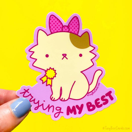 Trying My Best Self Love Cat Vinyl Sticker