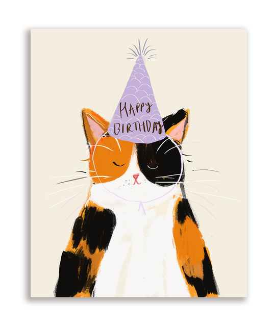 Happy Birthday Calico Cat Card
