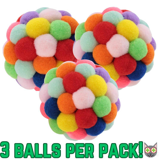 Smokey's Stash - Smokey's Stash Cat Toy Plush Pom Cat Balls with Bells Inside