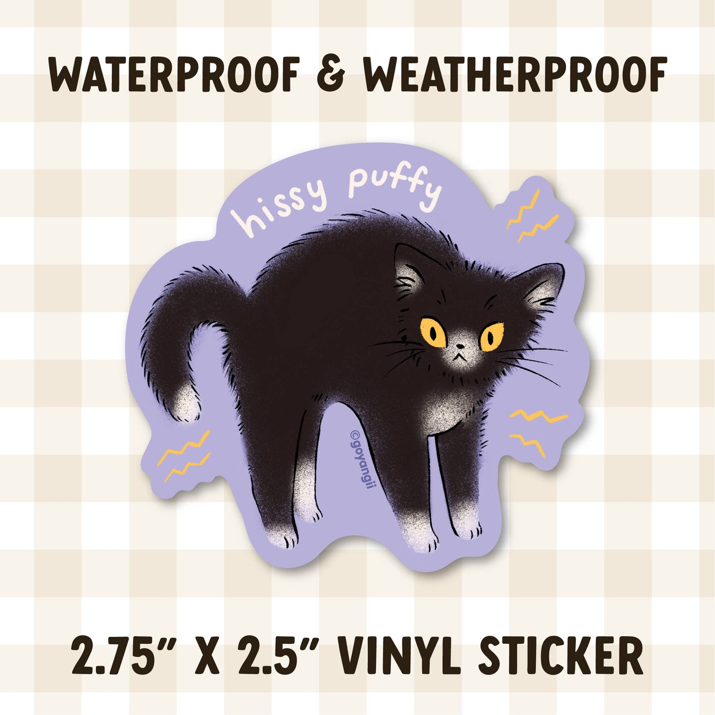 Hissy Puffy Kitty Waterproof Vinyl Sticker