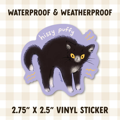 Hissy Puffy Kitty Waterproof Vinyl Sticker