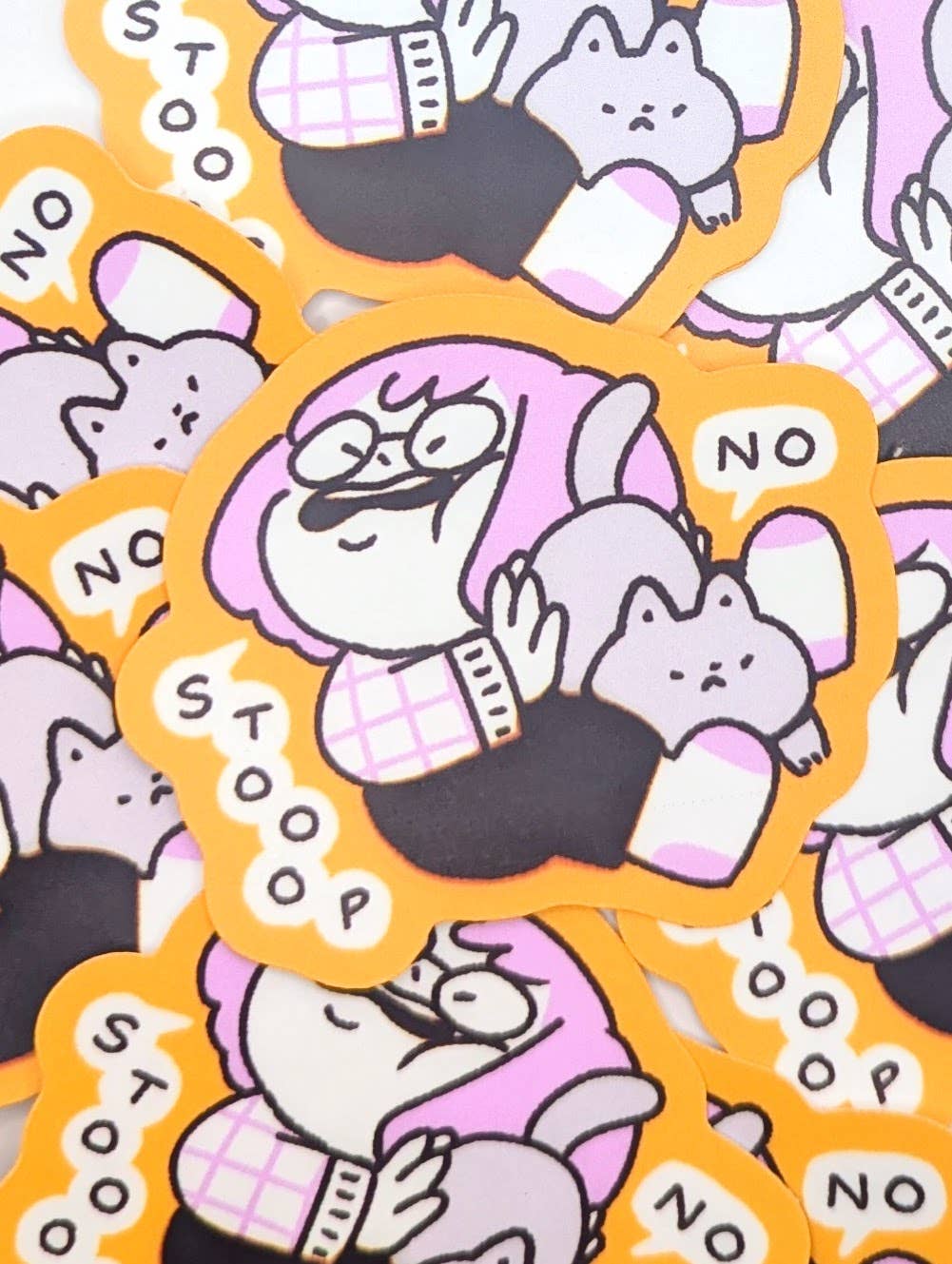 lauradzeng - Stop No Cat Butt In Face Sticker – Funny Cat Lady Vinyl