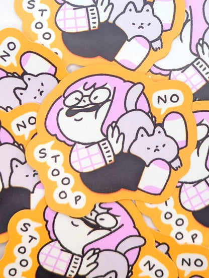 lauradzeng - Stop No Cat Butt In Face Sticker – Funny Cat Lady Vinyl