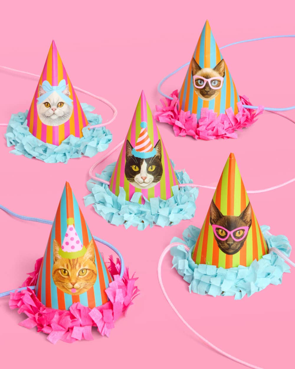 Cat Mini Party Hats Stripes