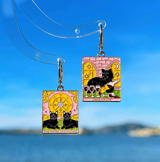 HolyGuacamolly - Pink Tarot Card Huggie Earrings
