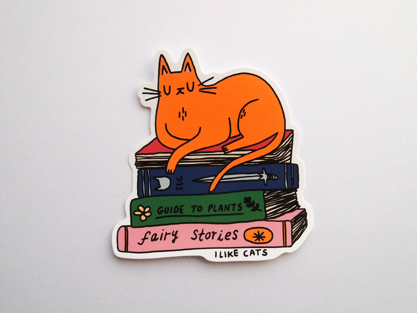 I LIKE CATS - Cat with books vinyl sticker