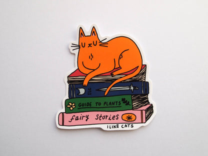I LIKE CATS - Cat with books vinyl sticker