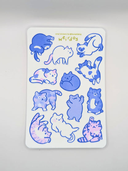 lauradzeng - "Weirdos" Cute Cat Handmade Vinyl Sticker Sheet