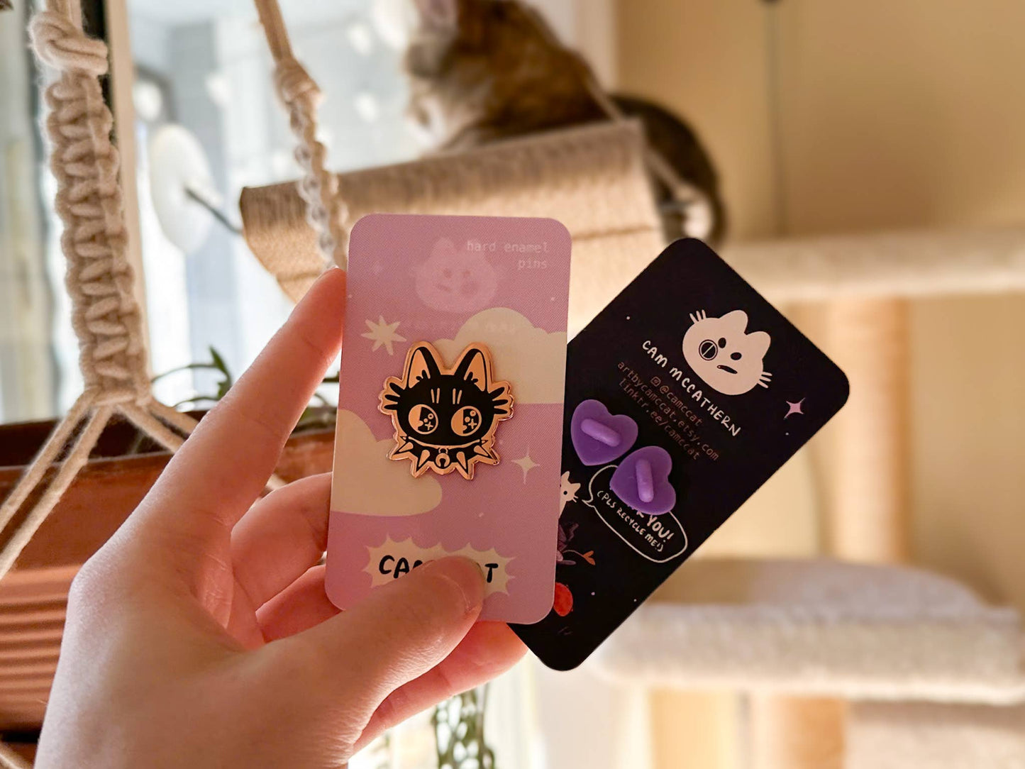 Camccat - Black Cat Punk Kitty Copper Plated Hard Enamel Pin