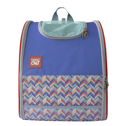 “The Roam With Me” Cat Backpack - Chevron Terracotta Sky