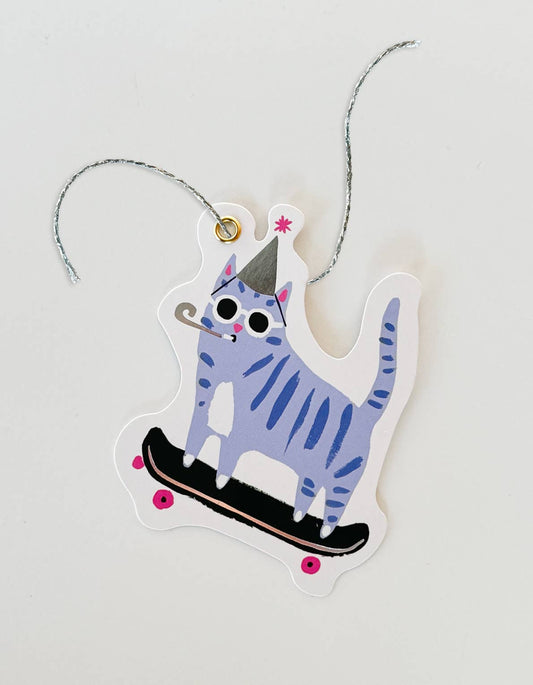 Skater Cat Diecut Gift Tags