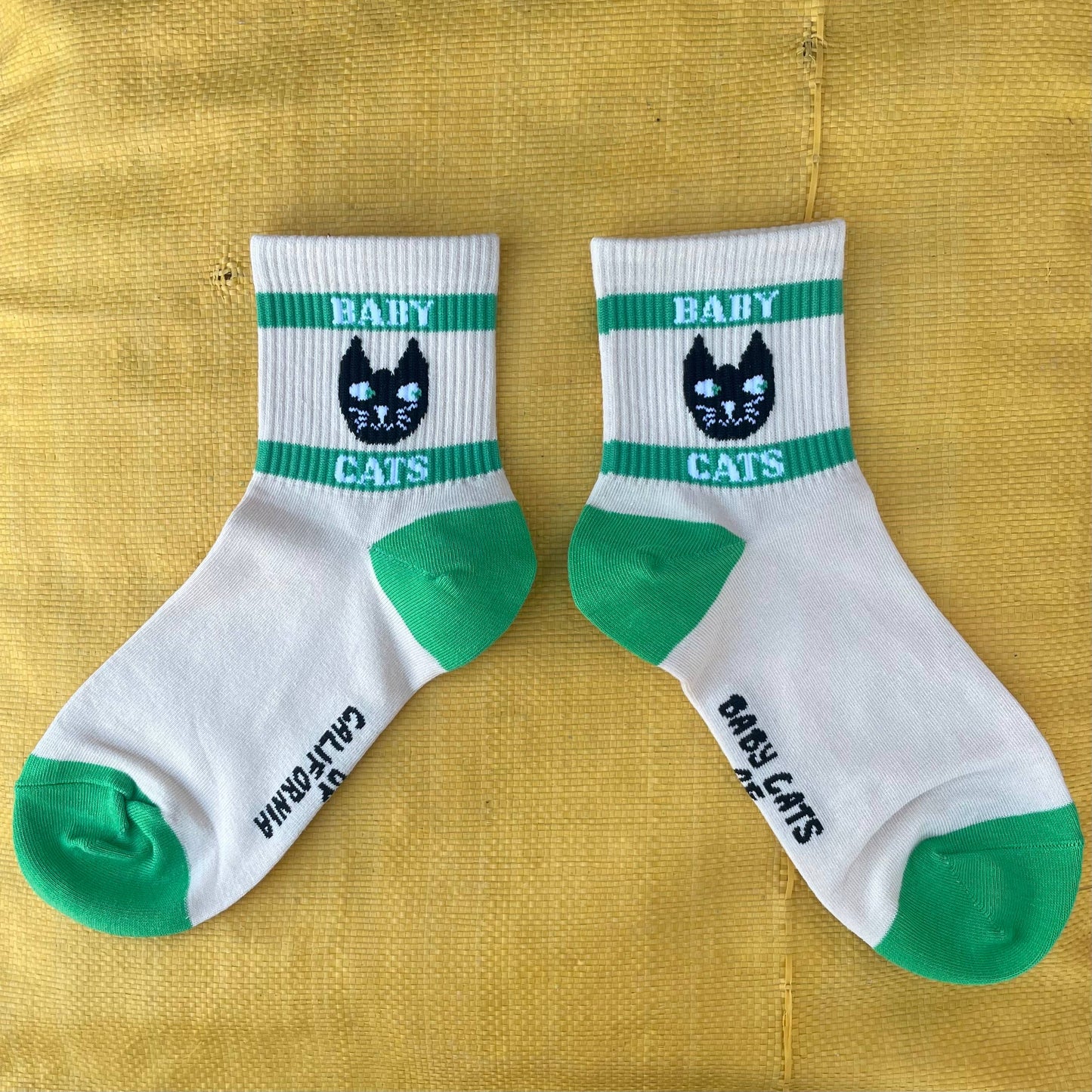 Baby Cats Socks with Green Accents