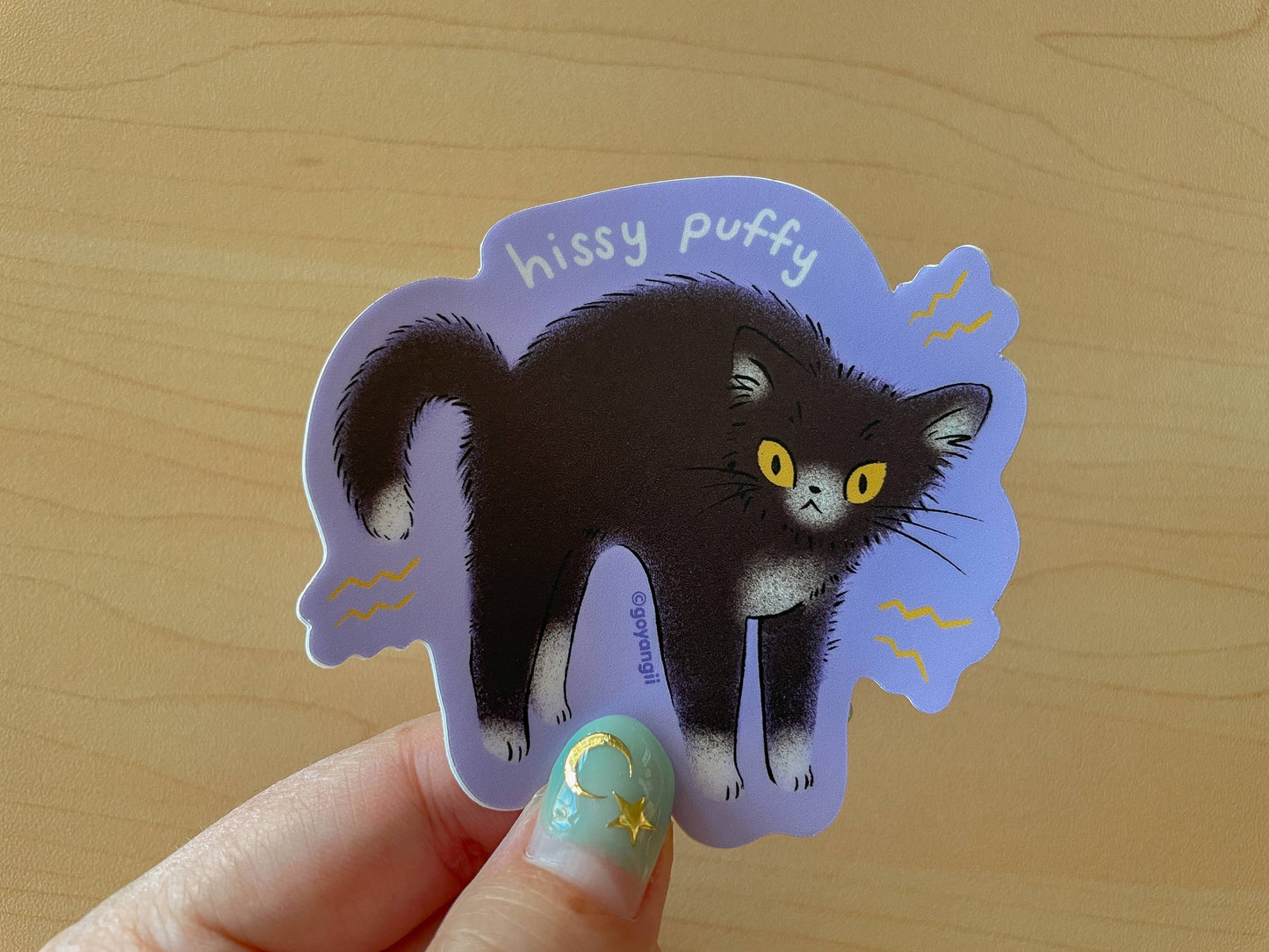 Hissy Puffy Kitty Waterproof Vinyl Sticker