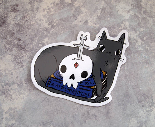 I LIKE CATS - Spooky black cat vinyl sticker, 10cm vinyl sticker
