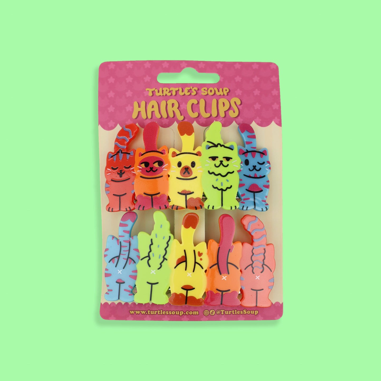 Turtle's Soup - Cat Butts Hair Clip Set, Cute Hair Accessories, Cat Clips