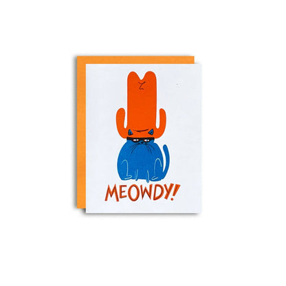 Meowdy Cat Fun Risograph Greeting Card
