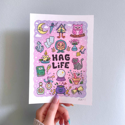 Hag Life - Riso Mini Print, Witch Yaga Art