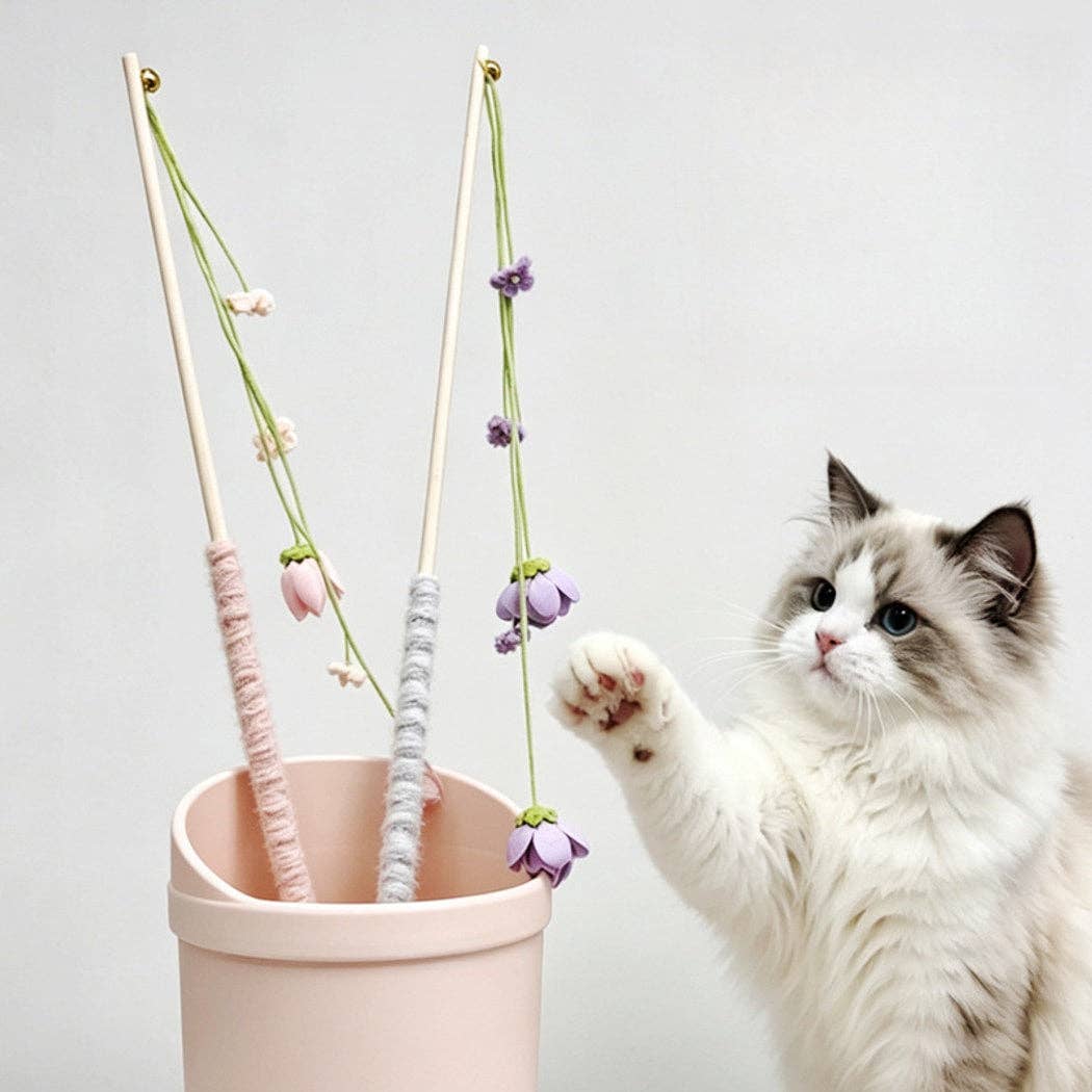 Moo - Flower Bell Cat Teaser Wand Toy