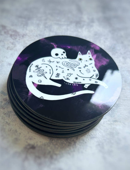 I LIKE CATS - Tattoo Cat Art Drinks Coaster