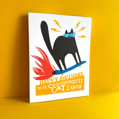 Cool Cat Risograph Birthday Card