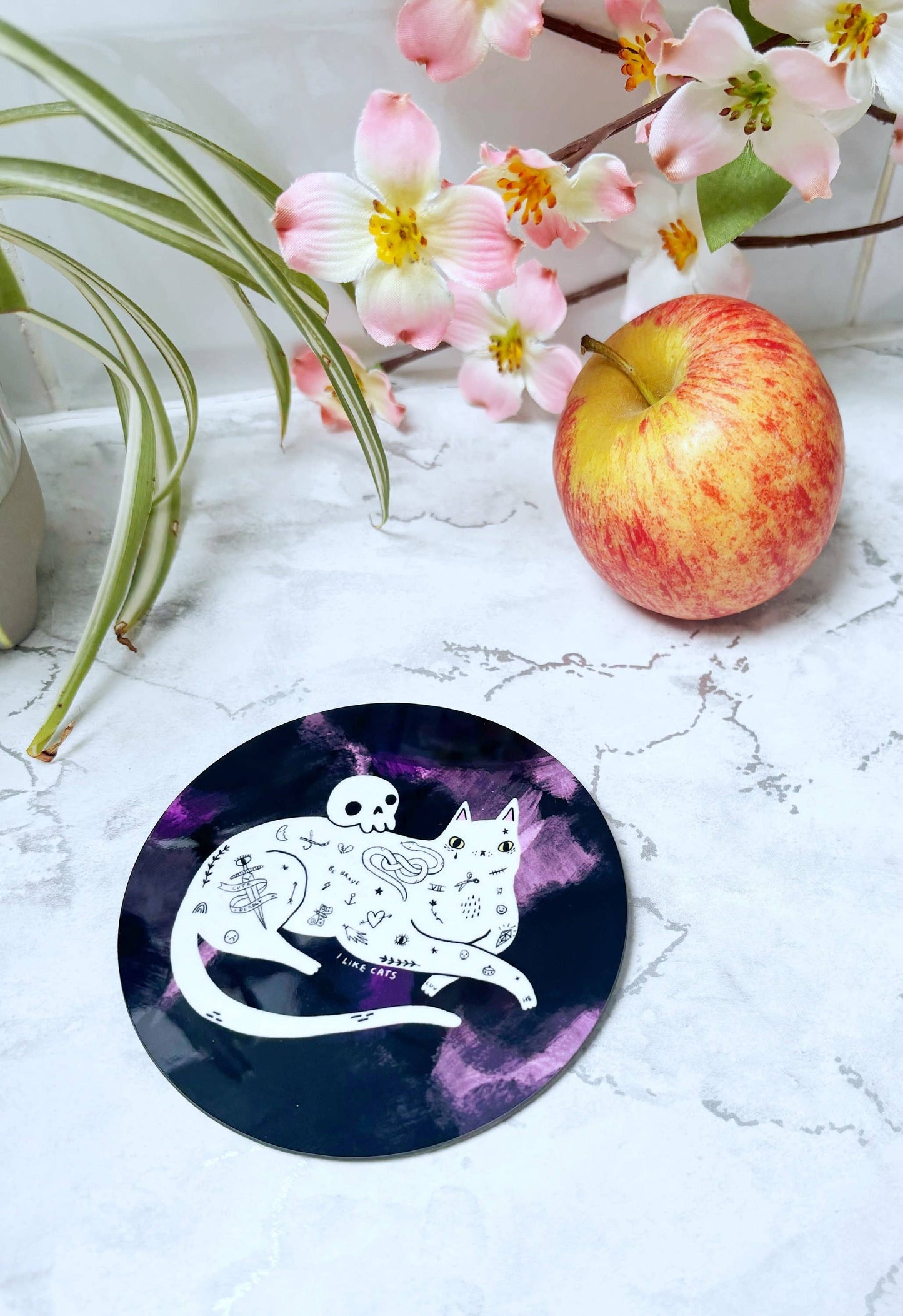 I LIKE CATS - Tattoo Cat Art Drinks Coaster