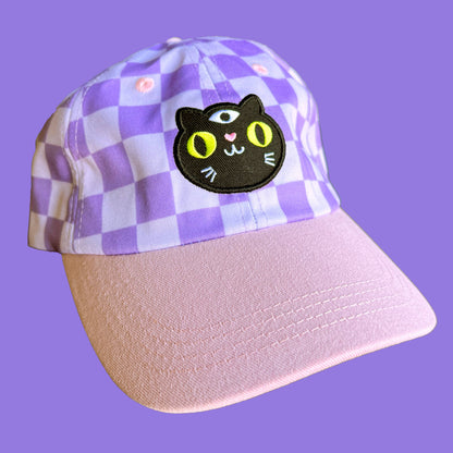 Black Cat Checkerboard hat