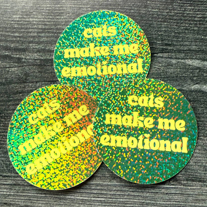 Cats Make Me Emotional Glitter Sticker