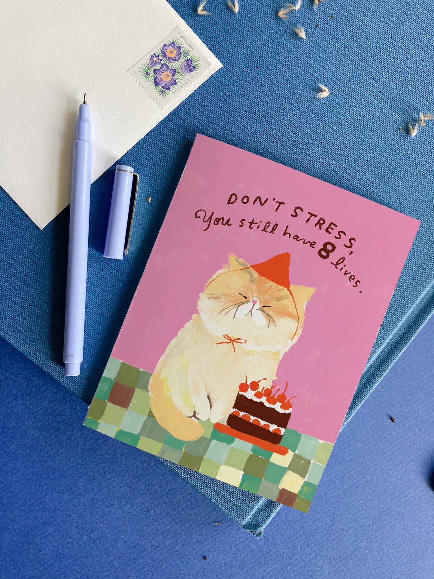 Karen Schipper - 8 Lives Left - Funny Cat Birthday Card