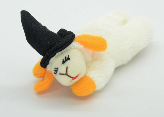 Halloween Lamb Chop w/ Black Witch Hat Cat Toy 4"