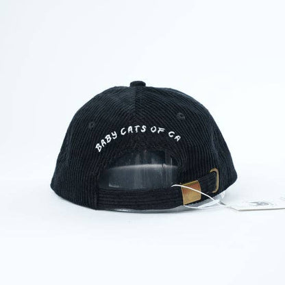 Adult Black Cat Corduroy Hat - Black