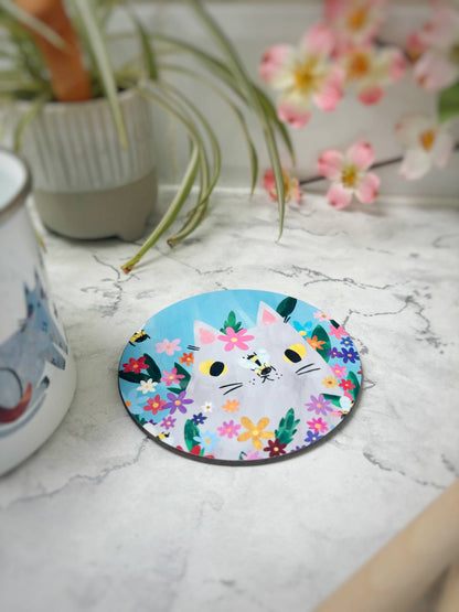 Cat With Bees Drinks Coaster