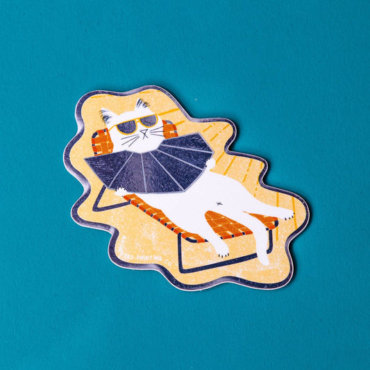 Sunbathing Cat Mirror Sticker