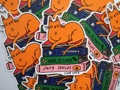 I LIKE CATS - Cat with books vinyl sticker