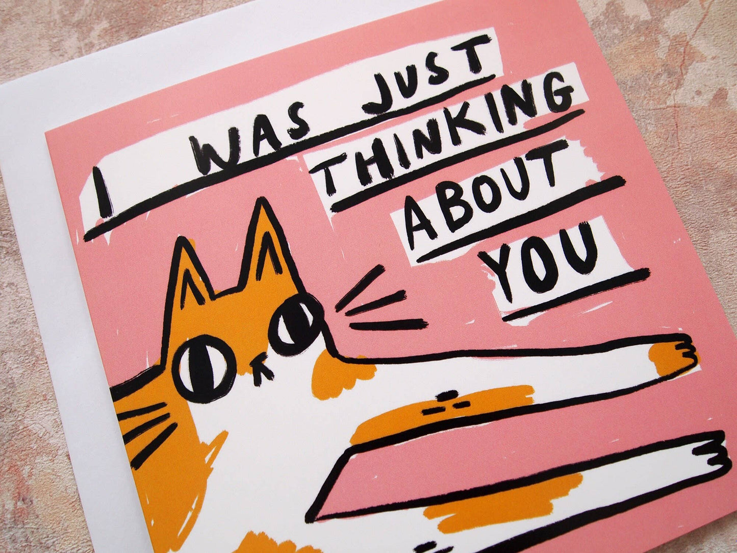 Thinking of you Cat Notecard Blank Greetings Card