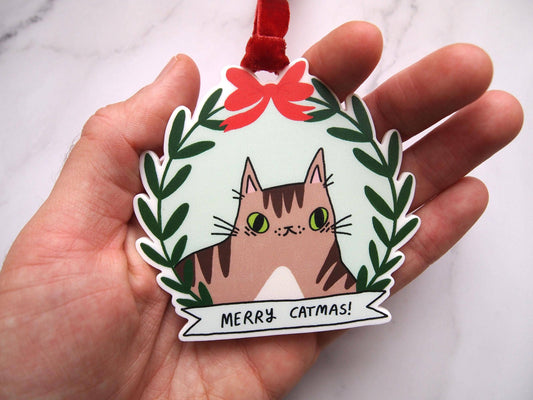 I LIKE CATS - Tabby Cat Christmas Tree Ornament Decoration