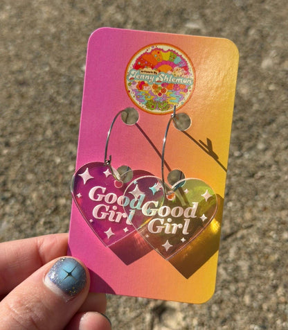 Good Girl Heart Hoop Earrings
