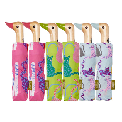 Arty Cat Duck Umbrellas (Fuchsia/Lime/Ice)