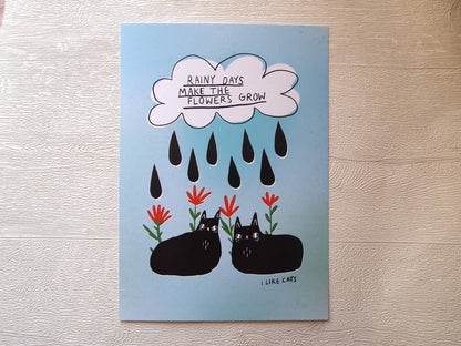 I LIKE CATS - Inspirational Quote and Black Cats Print