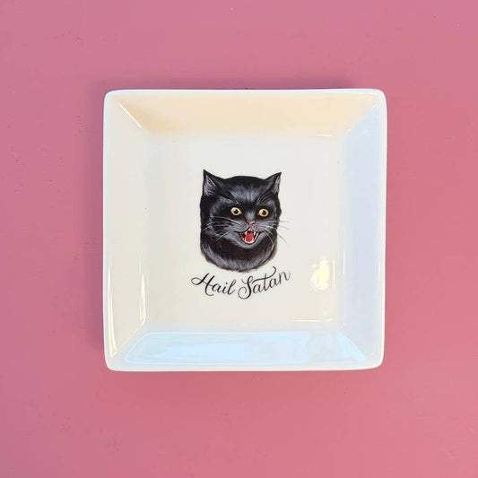 "HAIL SATAN." CAT TRINKET TRAY 