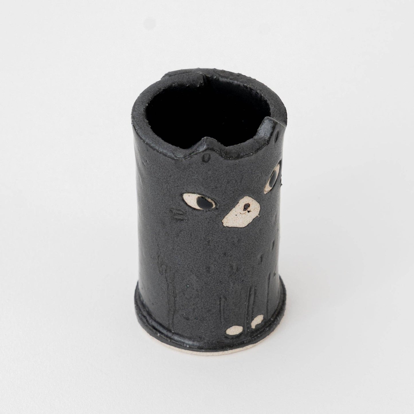 Handmade Cute Ceramic Cat Mini Vase – Black