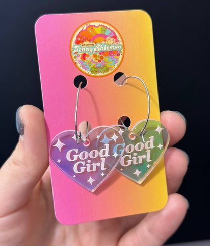 Good Girl Heart Hoop Earrings