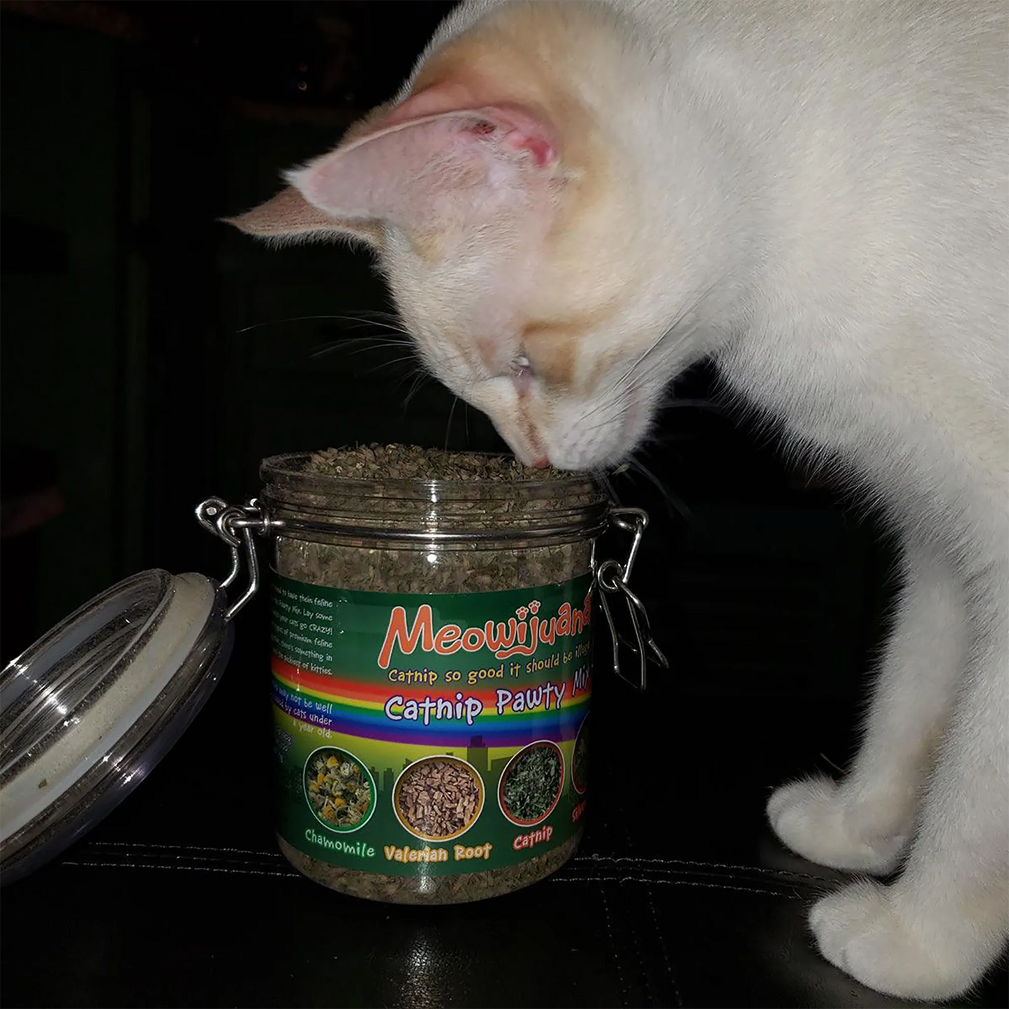 Meowijuana® Jar of Catnibas® Catnip Pawty Mix