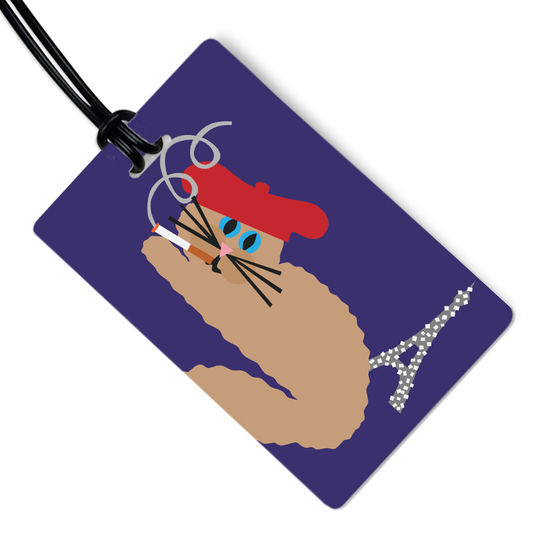 Le Chat Luggage Tag w/ Black Strap